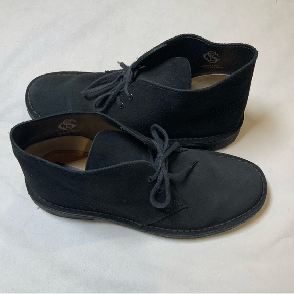 MENS DESERT BOOTS BLACK SUEDE LEATHER . Size 7